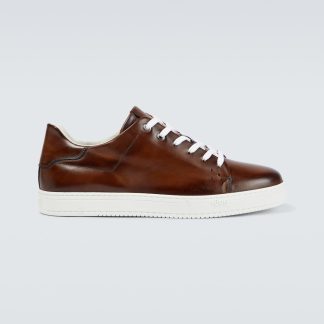 high quality luxury Berluti Playtime leather sneakers in brown