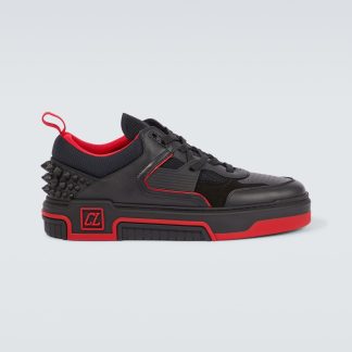 high quality luxury Christian Louboutin Astroloubi leather and suede sneakers in black