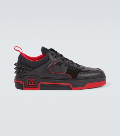 high quality luxury Christian Louboutin Astroloubi leather and suede sneakers in black