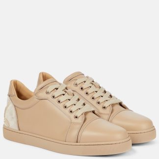 high quality luxury Christian Louboutin Fun Vieira leather sneakers in beige