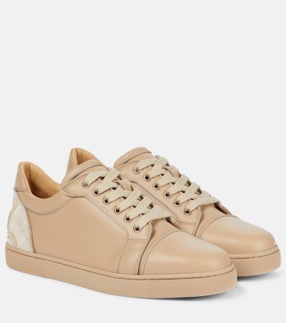 high quality luxury Christian Louboutin Fun Vieira leather sneakers in beige