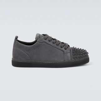 high quality luxury Christian Louboutin Louis Junior Spikes suede sneakers in grey