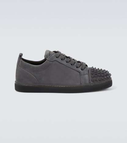 high quality luxury Christian Louboutin Louis Junior Spikes suede sneakers in grey