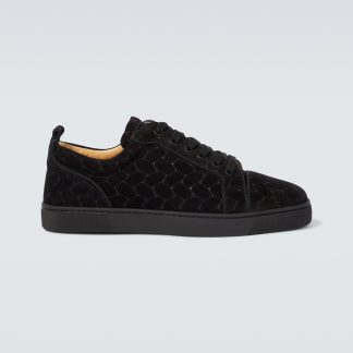 high quality luxury Christian Louboutin Louis Junior braided suede sneakers in black