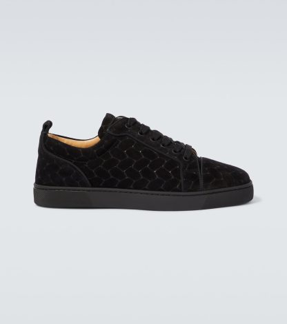 high quality luxury Christian Louboutin Louis Junior braided suede sneakers in black