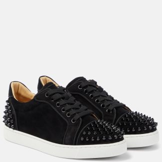 high quality luxury Christian Louboutin Vieira 2 spiked suede sneakers in black