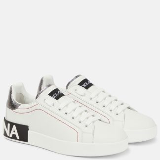 high quality luxury Dolce & Gabbana Portofino leather sneakers in white