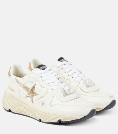 high quality luxury Golden Goose Running Sole leather sneakers in white