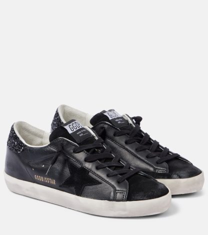 high quality luxury Golden Goose Super-Star leather sneakers in black