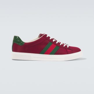 high quality luxury Gucci Ace leather-trimmed sneakers in red