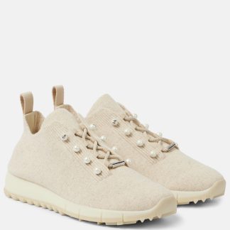 high quality luxury Jimmy Choo Veles knitted sneakers in beige