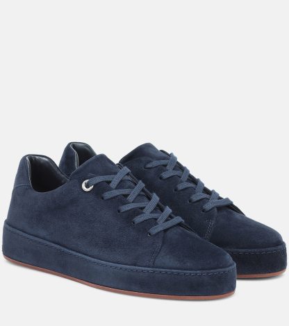 high quality luxury Loro Piana Nuages suede sneakers in blue