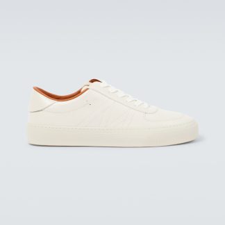 high quality luxury Moncler Monclub leather sneakers in beige