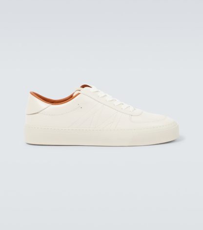 high quality luxury Moncler Monclub leather sneakers in beige