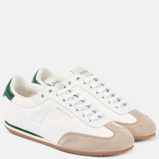 high quality luxury Saint Laurent Circle suede-trimmed sneakers in white