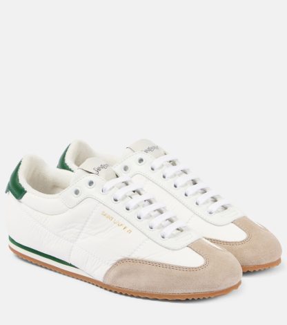 high quality luxury Saint Laurent Circle suede-trimmed sneakers in white