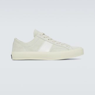 high quality luxury Tom Ford Cambridge suede sneakers in white