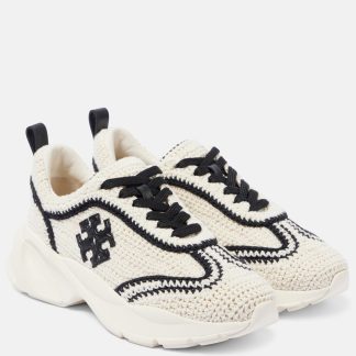 high quality luxury Tory Burch Good luck logo sneakers in white