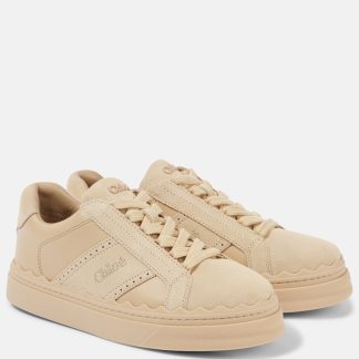 hot sale designer Chloé Lauren leather sneakers in pink