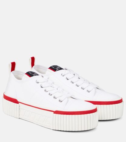 hot sale designer Christian Louboutin Super Pedro CL platform sneakers in white