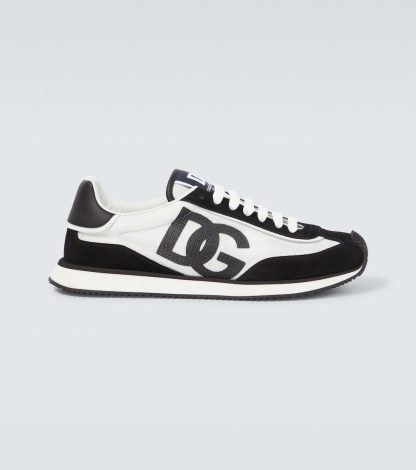 hot sale designer Dolce & Gabbana Logo suede-trimmed sneakers in white