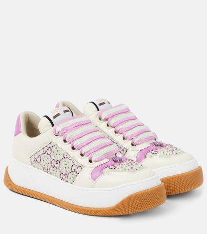 hot sale designer Gucci Screener GG Crystal leather sneakers in multicoloured