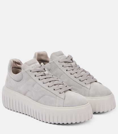 hot sale designer Hogan Suede platform sneakers in grey