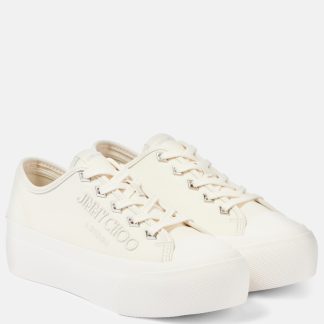 hot sale designer Jimmy Choo Palma Maxi canvas platform sneakers in white