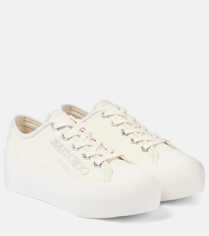 hot sale designer Jimmy Choo Palma Maxi canvas platform sneakers in white