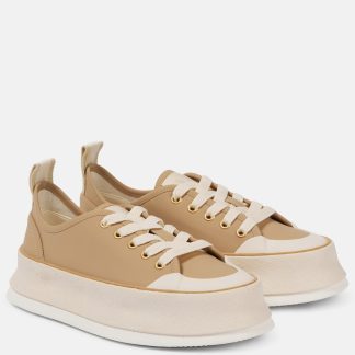 hot sale designer Max Mara Leather platform sneakers in neutrals