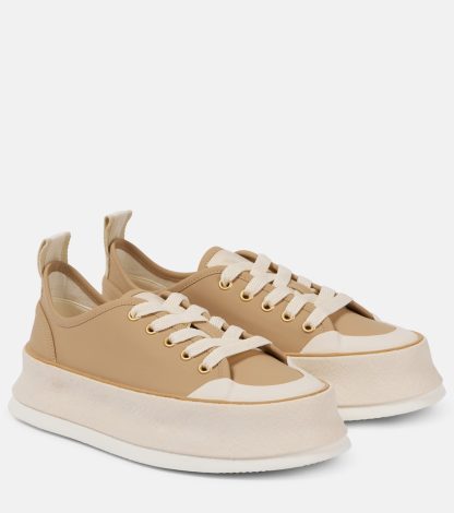 hot sale designer Max Mara Leather platform sneakers in neutrals