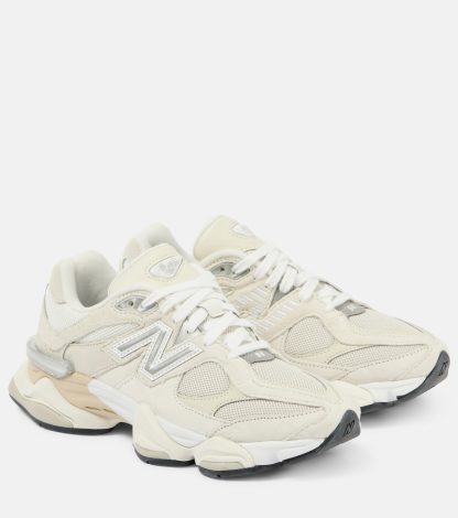 hot sale designer New Balance 9060 suede-trimmed sneakers in beige