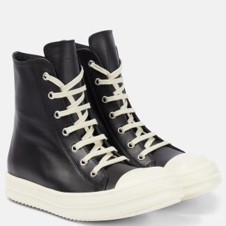 hot sale designer Rick Owens Leather high-top sneakers in multicoloured