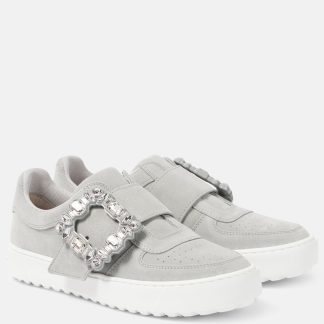 hot sale designer Roger Vivier Very Vivier embellished suede sneakers in grey