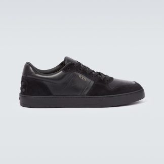 hot sale designer Tods Logo leather sneakers in black