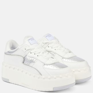 hot sale designer Valentino Garavani Freedots XL leather platform sneakers in white