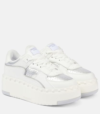 hot sale designer Valentino Garavani Freedots XL leather platform sneakers in white