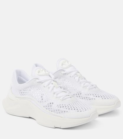 hot sale designer Valentino Garavani True Actress leather-trimmed sneakers in white