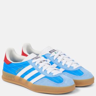 hot sale luxury Adidas Gazelle Indoor suede-trimmed sneakers in blue