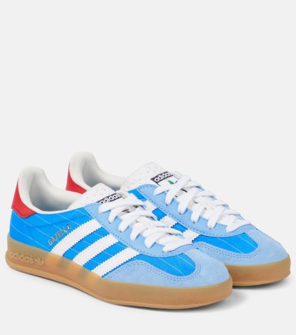 hot sale luxury Adidas Gazelle Indoor suede-trimmed sneakers in blue