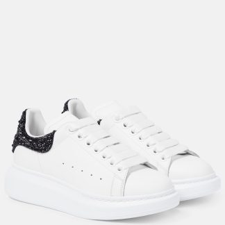 hot sale luxury Alexander McQueen Oversized embellished leather sneakers in white