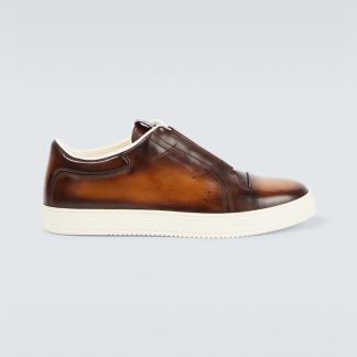 hot sale luxury Berluti Playtime leather slip-on shoes in brown