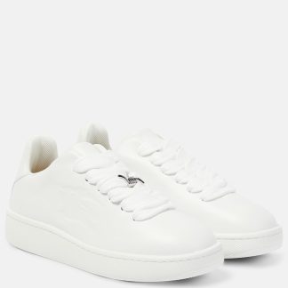 hot sale luxury Burberry Box leather sneakers in white