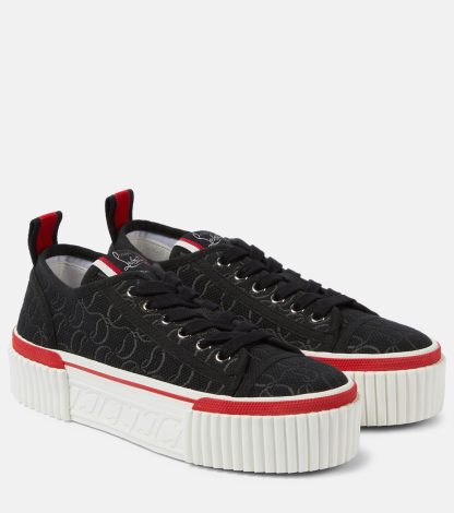 hot sale luxury Christian Louboutin Super Pedro CL platform sneakers in black