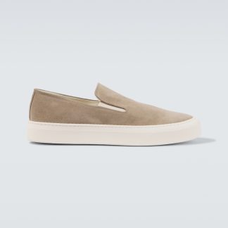 hot sale luxury Common Projects Suede slip-on sneakers in beige