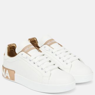 hot sale luxury Dolce & Gabbana Portofino leather sneakers in white