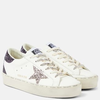 hot sale luxury Golden Goose Hi Star glitter leather sneakers in white