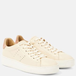 hot sale luxury Hogan H672 suede-trimmed leather sneakers in beige