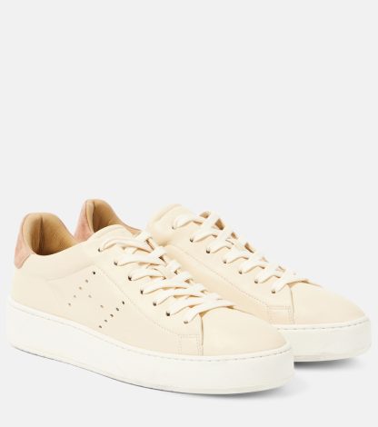 hot sale luxury Hogan H672 suede-trimmed leather sneakers in beige