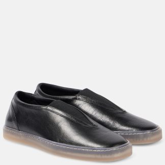 hot sale luxury Lemaire Leather slip-on shoes in black